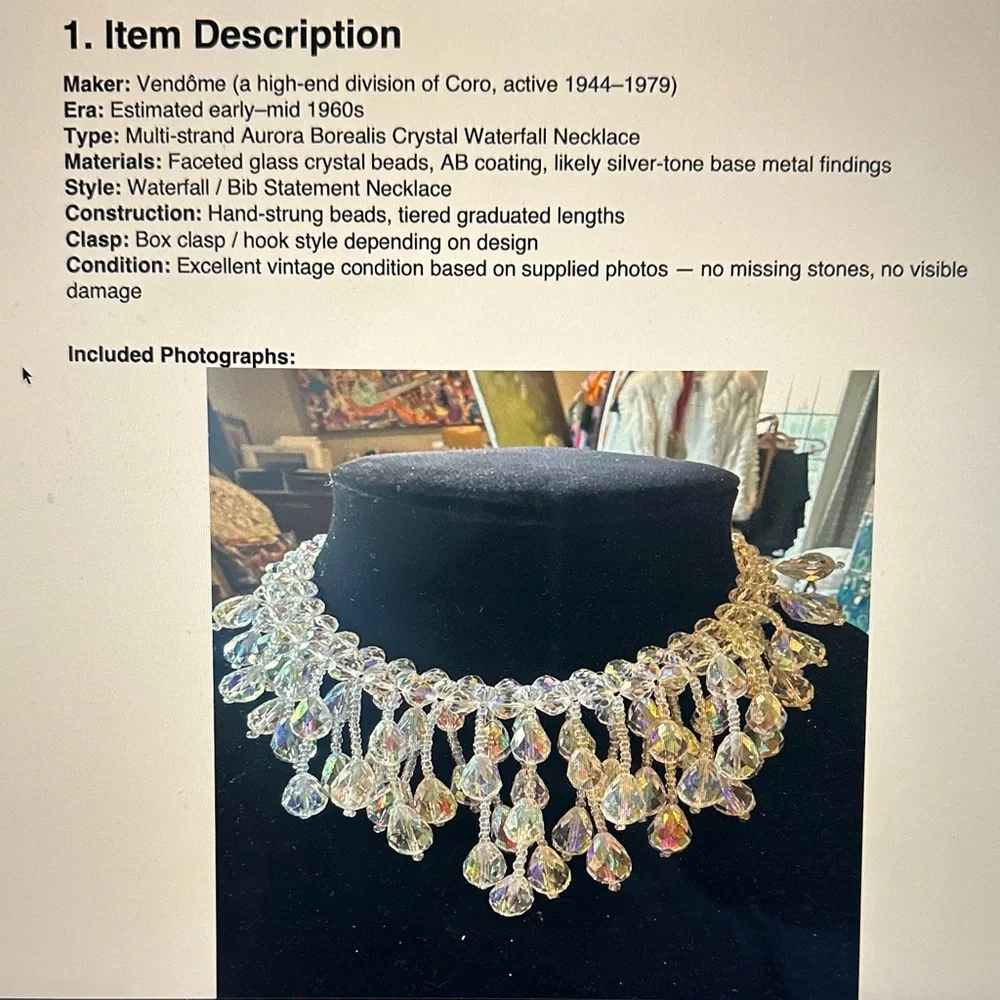 Dazzling Vintage Vendome Aurora Borealis Crystal Waterfall Necklace - Picture 8 of 12